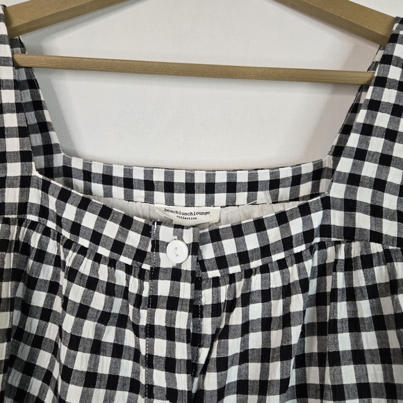 BeachLunchLounge Women Size M Black&White Gingham Square Neck Dress - Picture 7 of 13